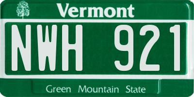 VT license plate NWH921