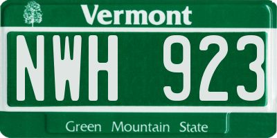 VT license plate NWH923
