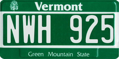 VT license plate NWH925