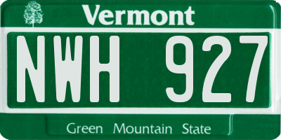 VT license plate NWH927