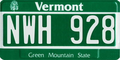 VT license plate NWH928