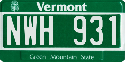 VT license plate NWH931