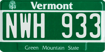VT license plate NWH933