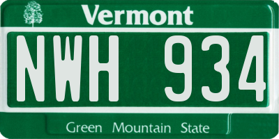 VT license plate NWH934