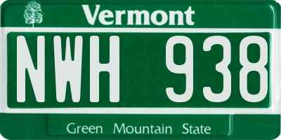 VT license plate NWH938