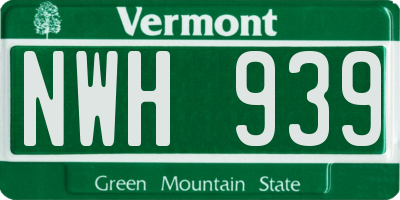 VT license plate NWH939