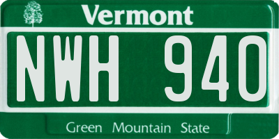 VT license plate NWH940