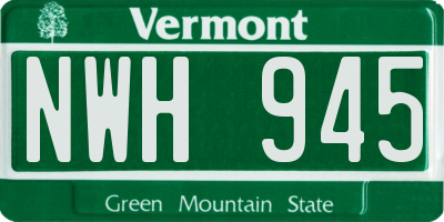 VT license plate NWH945