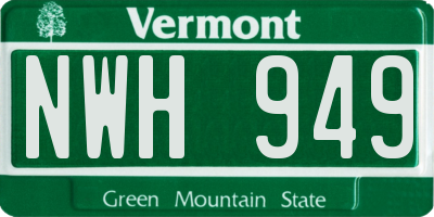 VT license plate NWH949