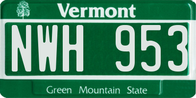 VT license plate NWH953