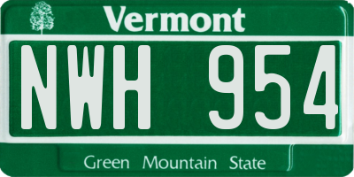 VT license plate NWH954