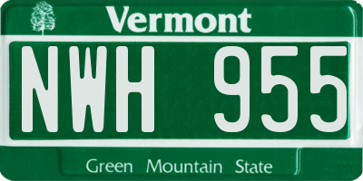 VT license plate NWH955