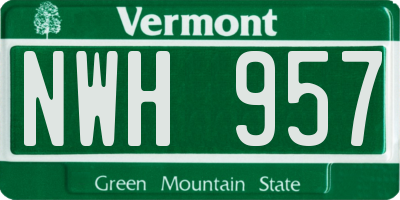 VT license plate NWH957