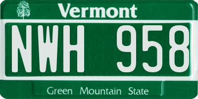 VT license plate NWH958
