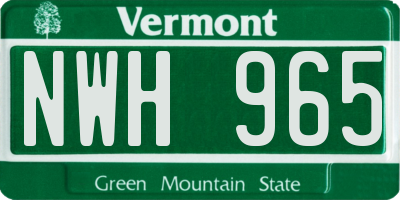 VT license plate NWH965
