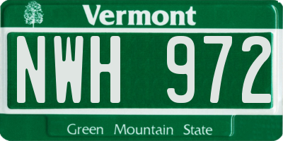 VT license plate NWH972