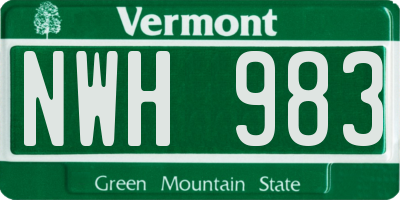 VT license plate NWH983
