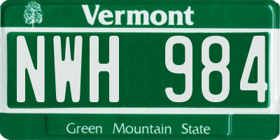 VT license plate NWH984