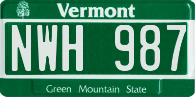 VT license plate NWH987