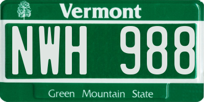 VT license plate NWH988