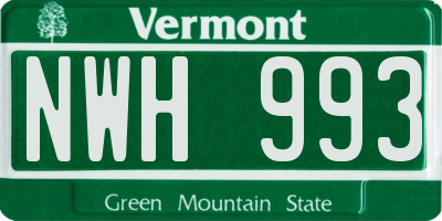 VT license plate NWH993