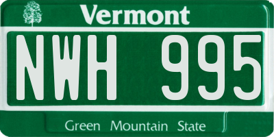 VT license plate NWH995