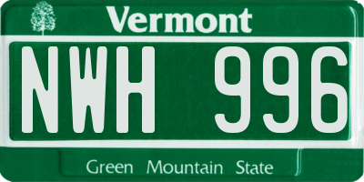 VT license plate NWH996