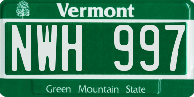 VT license plate NWH997