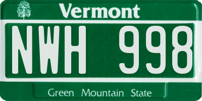 VT license plate NWH998