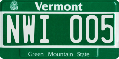 VT license plate NWI005