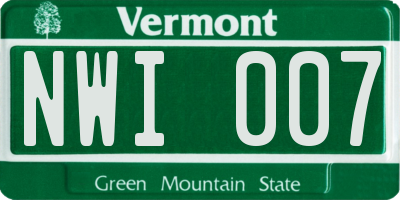 VT license plate NWI007