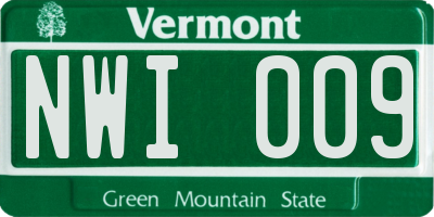 VT license plate NWI009