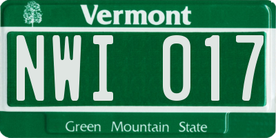 VT license plate NWI017