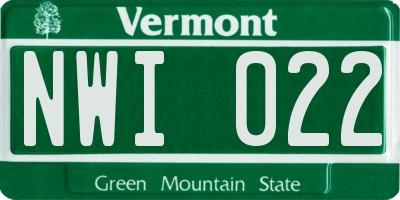 VT license plate NWI022