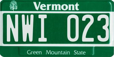 VT license plate NWI023