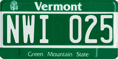 VT license plate NWI025