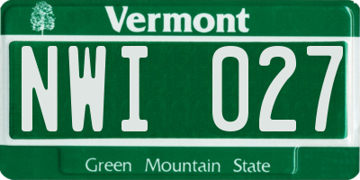 VT license plate NWI027