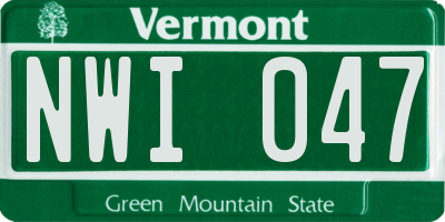 VT license plate NWI047