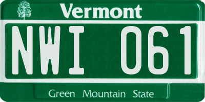 VT license plate NWI061