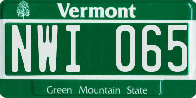VT license plate NWI065