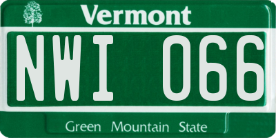 VT license plate NWI066