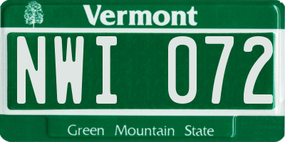 VT license plate NWI072