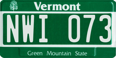 VT license plate NWI073