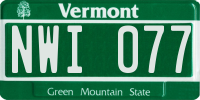 VT license plate NWI077