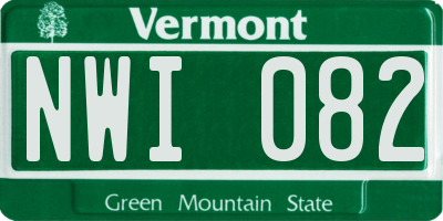VT license plate NWI082