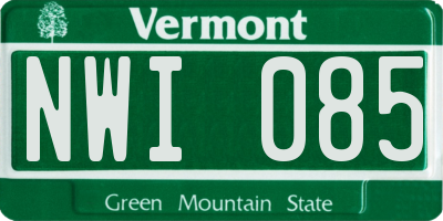 VT license plate NWI085