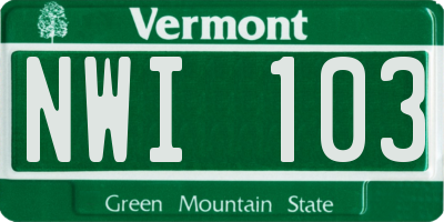 VT license plate NWI103