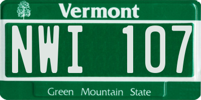VT license plate NWI107
