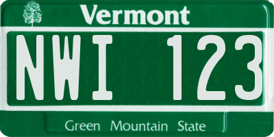 VT license plate NWI123