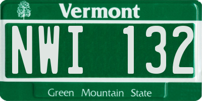 VT license plate NWI132